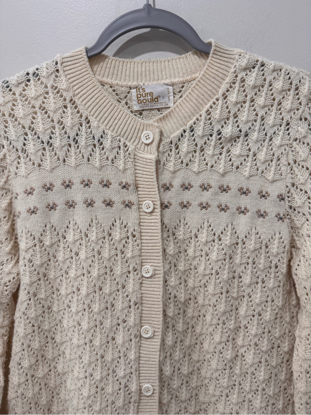 Vtg Size Medium It’s Pure Gould Knit Grandma Cardigan Cottagecore Dainty Floral - Picture 3 of 8